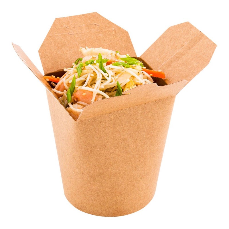 Restaurantware Bio Tek 33 x 3 x 4 Inch Food Containers 50 Durable Noodle Boxes  Disposable Sustainable Kraft Paper 16Ounce Takeout Boxes Round For Takeouts And Delivery Or Picnics