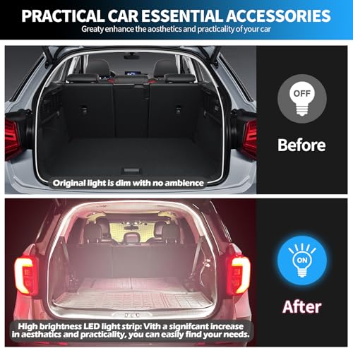 HOLDCY Car LED Strip Lights - Trunk Cargo Ambient Lighting, White Colors 6000K, 118.11 inches Flexible LED Light Strip, Easy Install, Waterproof, Universal Fit, for Car Trunks, SUVs, and Vans - Image 2