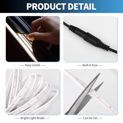 HOLDCY Car LED Strip Lights - Trunk Cargo Ambient Lighting, White Colors 6000K, 118.11 inches Flexible LED Light Strip, Easy Install, Waterproof, Universal Fit, for Car Trunks, SUVs, and Vans - Image 4
