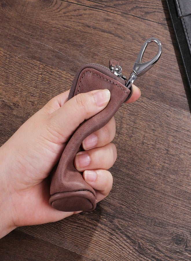 Bird&Fish Coin purse,Change purse,Coin pouch,Coin purse for women,Multi Keychain wallet,Soft Genuine Leather pouch,Coin holder,Iris wallet,Wallet chain Key pouch with Zipper Ring for men(Coffee) - Image 3