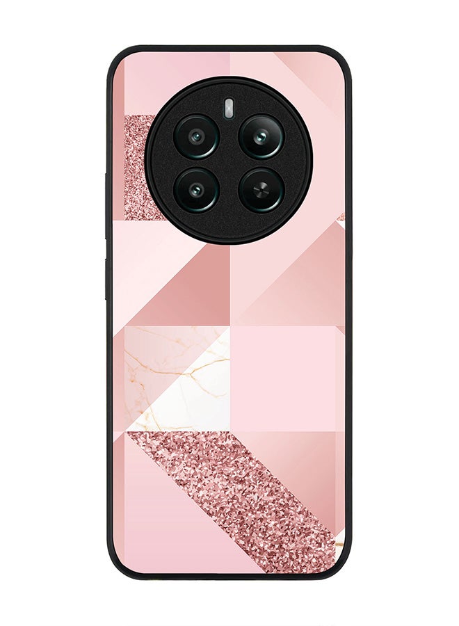 Stylizedd Rugged Black edge case for Realme 12 Plus 5G / Realme 12 4G, Slim fit Soft Case Flexible Anti Drop TPU Gel Thin Cover - Marble Pink Geometric - Image 1