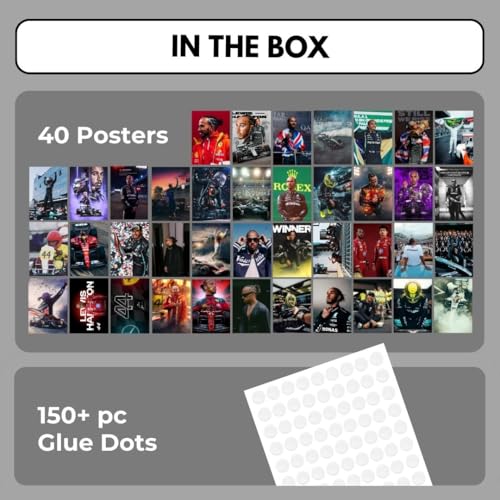 auraposter Lewis Hamilton Poster (Set of 40) | Formula 1 Posters (15 x10 cm) | Mercedes F1 Poster Ferrari F1 for Wall, Bedroom, Living room | Formula One Posters | Glue Dots Included (A_025) - Image 4