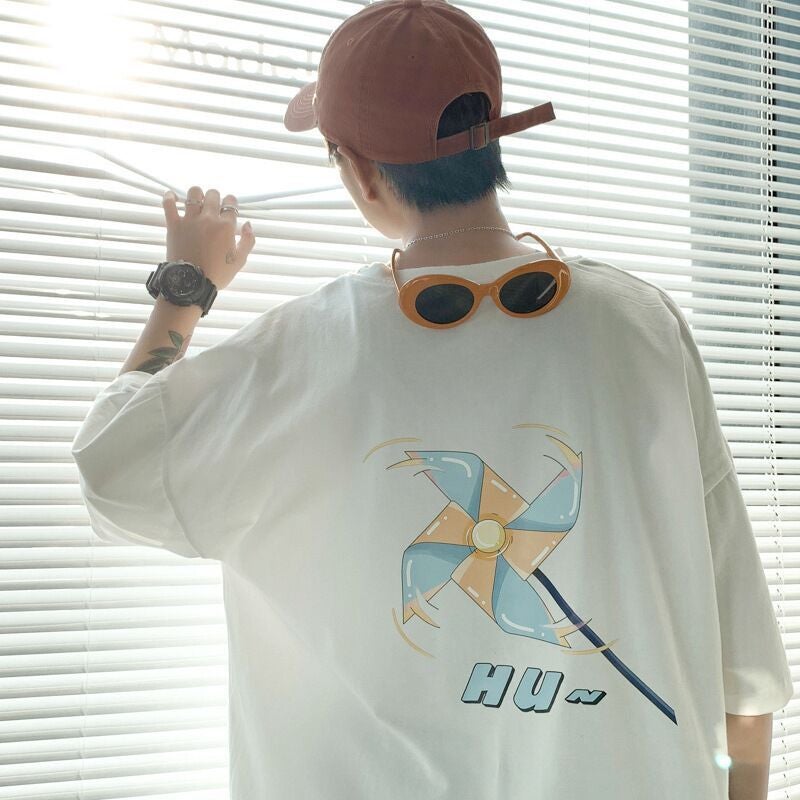 Summer Loose Short-Sleeved T-Shirts For Student Couples, Casual Round Neck, Five-Quarter Sleeves, Same Style Class Uniforms For Boys And Girls - Image 4