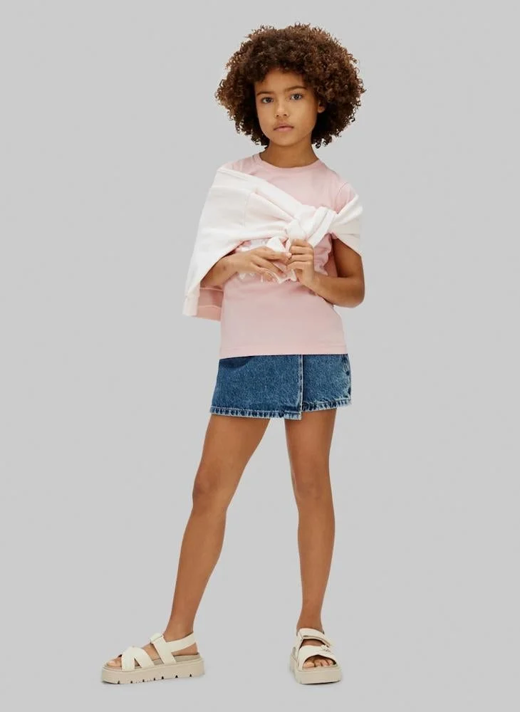 Calvin Klein Jeans  Youth Flower Print Slim Fit Short Sleeve T-Shirt for Women | Best Price UAE