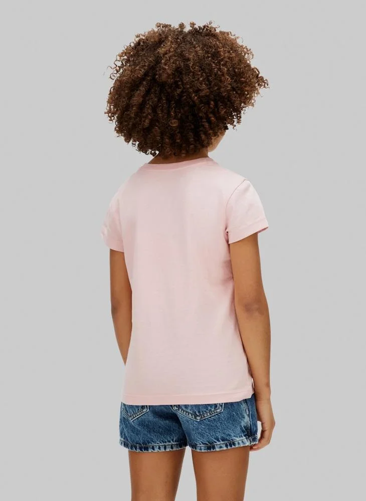 Calvin Klein Jeans Youth Flower Print Slim Fit Short Sleeve T-Shirt