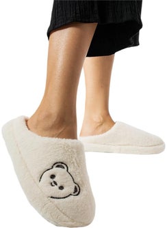 Liger Closed Front Teddy Bear Printed Plush Women's Home Slippers White  - Image 4