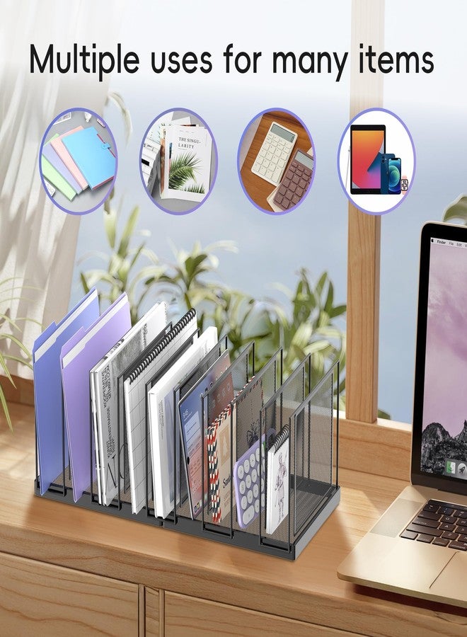 JMHUD 9-Section File Organizer for Desk, Vertical File Holder Desktop File Folder Organizer, Upright Mesh Desk Organizer Mail Organizer Office Organization for Home Office, Black - Image 3