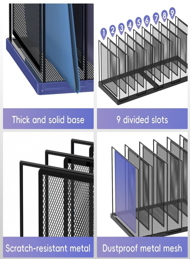 JMHUD 9-Section File Organizer for Desk, Vertical File Holder Desktop File Folder Organizer, Upright Mesh Desk Organizer Mail Organizer Office Organization for Home Office, Black - Image 5