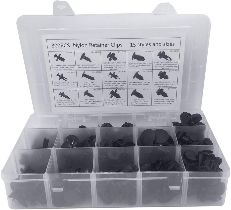 Lantee 300PCS Nylon Push-Type Auto Retainer Clips Set for Various Car Models - Image 1