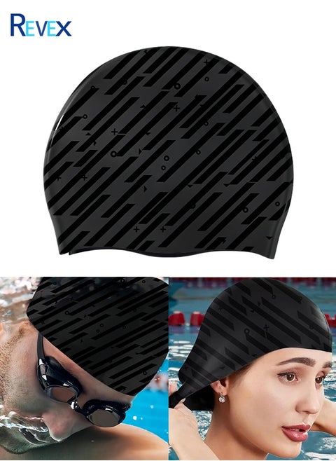Men Women, Unisex Adult Swimming Caps for Short Long Hair to Keep Hair Dry, Waterproof Bathing Caps for Swimming