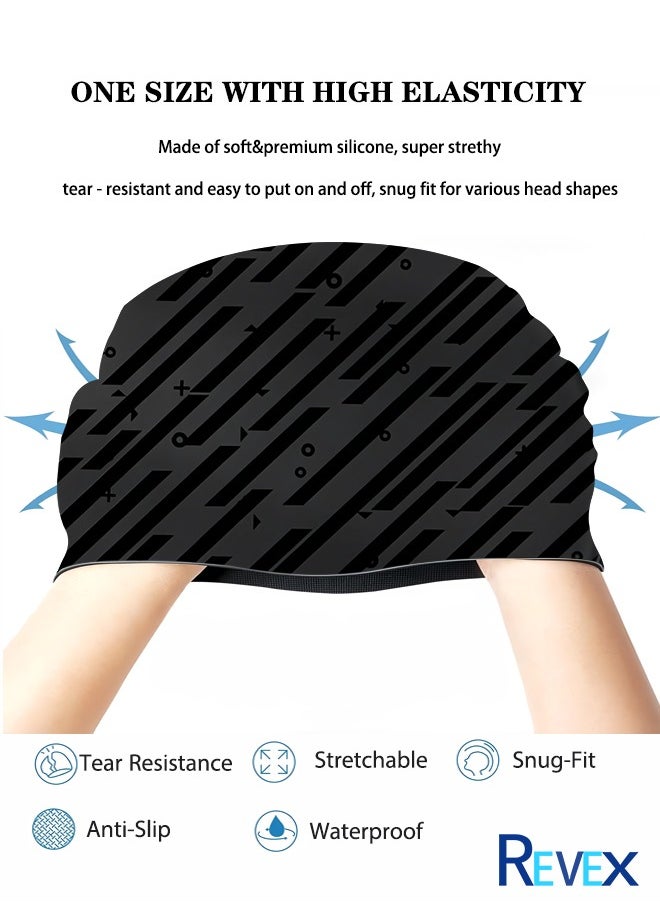 REVEX Men Women, Unisex Adult Swimming Caps for Short Long Hair to Keep Hair Dry, Waterproof Bathing Caps for Swimming  - Image 5