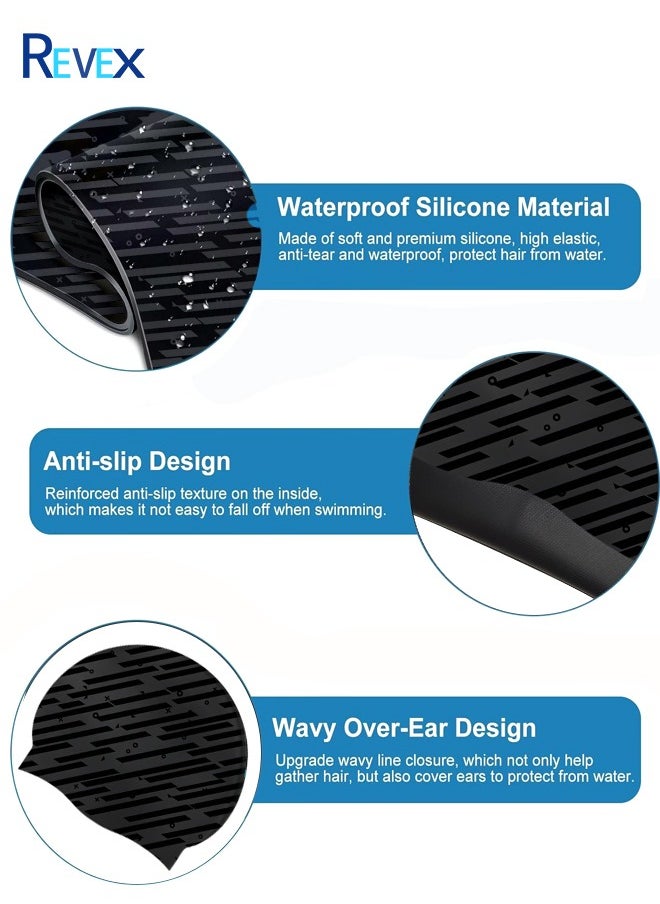 Men Women, Unisex Adult Swimming Caps for Short Long Hair to Keep Hair Dry, Waterproof Bathing Caps for Swimming