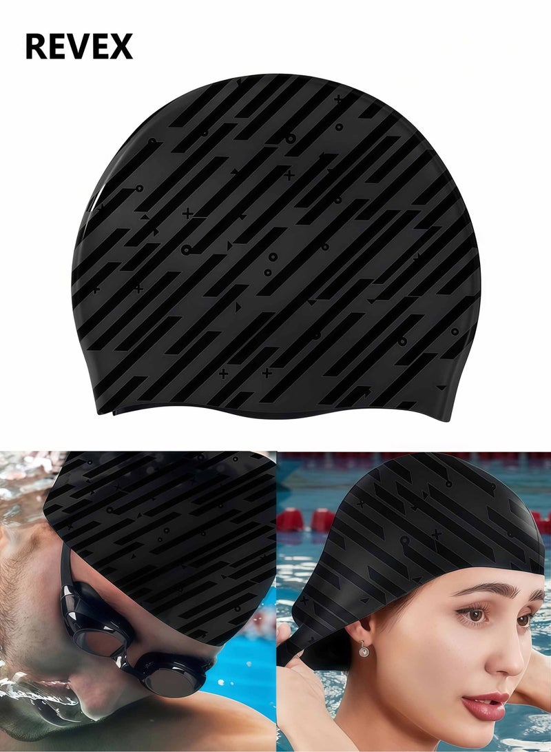REVEX Men Women Swim Cap, Unisex Adult Swimming Caps  Keep  , Waterproof Bathing Cap for Swimming - Image 1