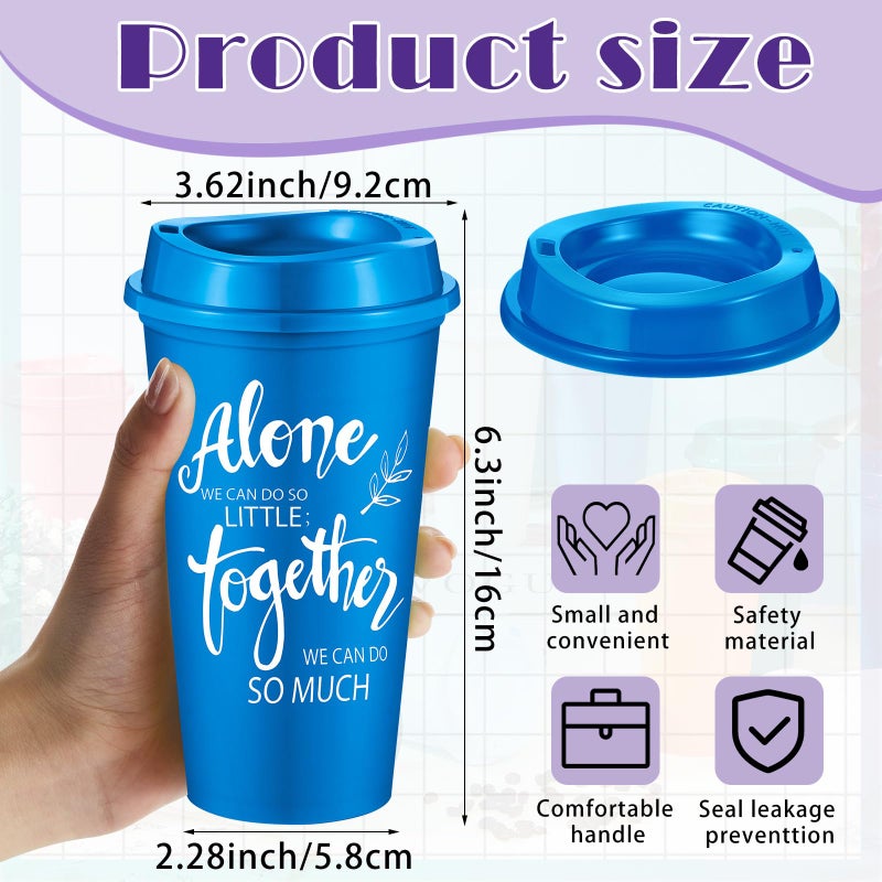 FillTouch 12 Pcs Appreciation Cups Gifts, Team Coffee Mugs for Office Coworkers Employee Staffs, 16 oz Reusable Plastic Cups with Lids, Gifts for Staff at Work (Bright Color) - Image 2