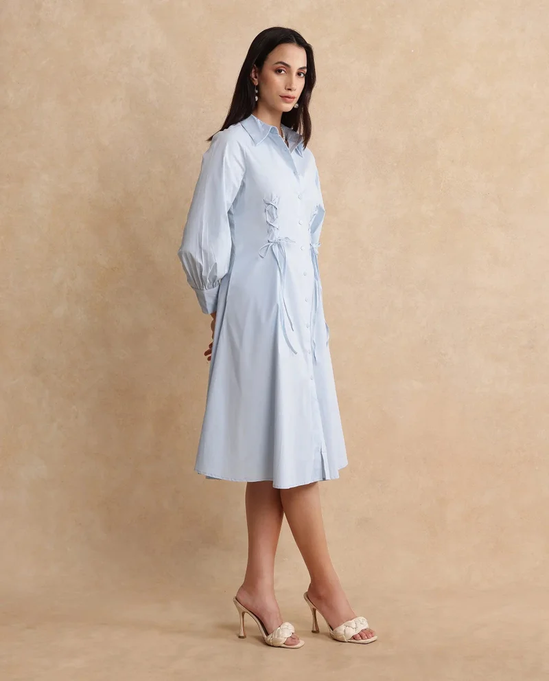 Rareism Women's Shirt Dress With Criss Cross Detail At Princess Line