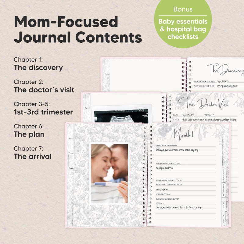 KeaBabies Pregnancy Journal, Pregnancy Announcements - 80 Pages Hard Cover Pregnancy Book For Mom To Be Gift - Pregnancy Gifts For New Moms - First Time Expecting Mom Gift - Baby Album And Memory Book (Blush)  - Image 3