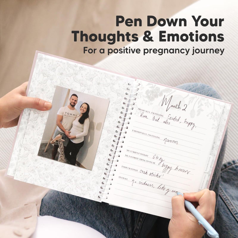 KeaBabies دفتر يوميات الحمل، إعلانات الحمل - كتاب حمل ذو غلاف صلب مكون من 80 صفحة هدية للأم المنتظرة - هدايا الحمل للأمهات الجدد - هدية للأم المنتظرة لأول مرة - ألبوم الطفل وكتاب الذكريات (بلوش) - Image 5