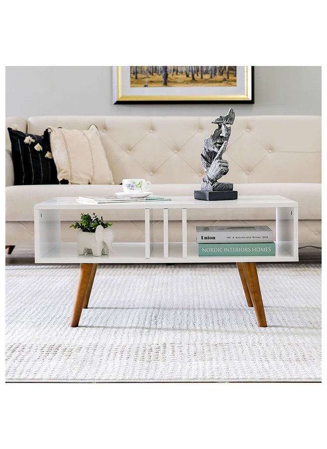 DANUBE HOME طاولة قهوة ميلو متعددة الوظائف لغرفة المعيشة، طاولة مركزية لتوفير المساحة، أثاث لغرفة المعيشة المنزلية، الطول 90 × العرض 45 × الارتفاع 43 سم، أبيض  - Image 1