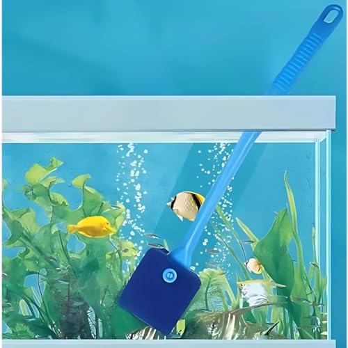 VAYINATO® Aquarium Fish Tank Algae Cleaner Sponge – Blue Heavy-Duty Scrubber Brush for Aquarium Glass & Tank Walls – Easy-Grip Handle, Safe & Non-Scratch - Image 1