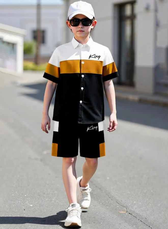 Take Two Teen Boys Color Block Shirt and Shorts Set