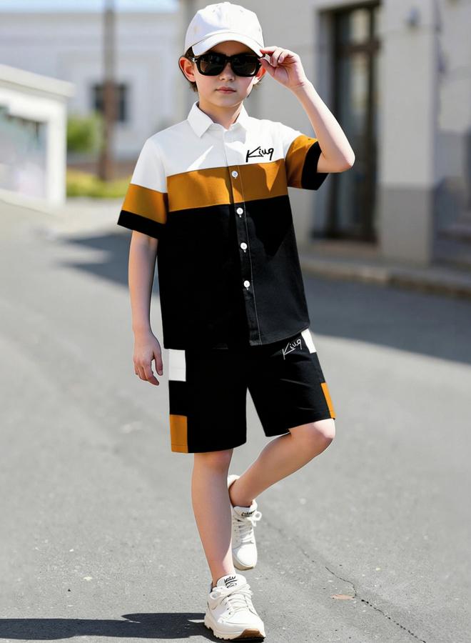 Take Two Teen Boys Color Block Shirt And Shorts Set - Image 3