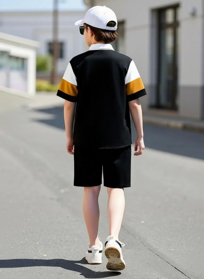 Take Two Teen Boys Color Block Shirt and Shorts Set