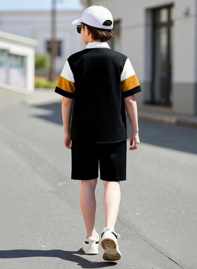 Take Two Teen Boys Color Block Shirt And Shorts Set - Image 2