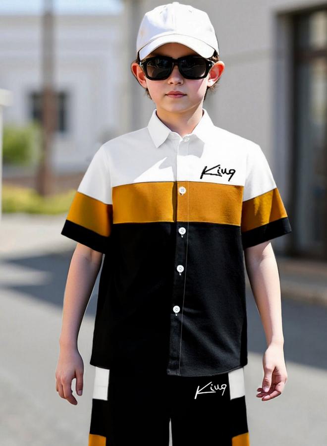 Take Two Teen Boys Color Block Shirt And Shorts Set - Image 4