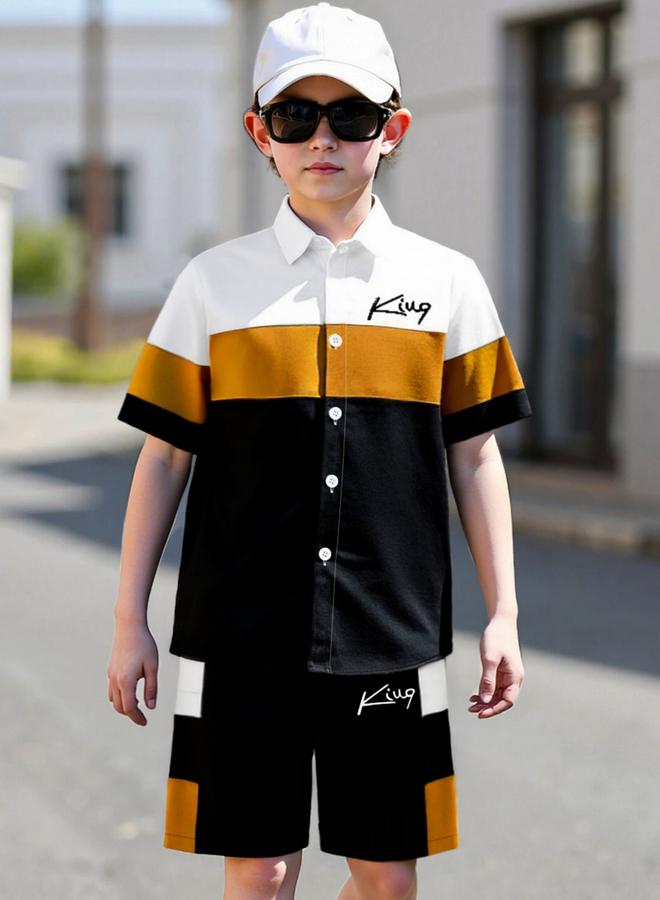 Take Two Teen Boys Color Block Shirt And Shorts Set - Image 5