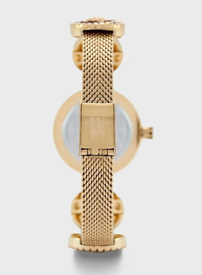 بوليس Police Kapaa Women's 29mm Round Maroon Dial Gold Plated Stainless Steel Analog Quartz Watch