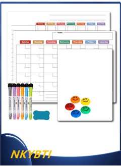 QY018-Monthly weekly blank notepad, 6 pens with eraser, eraser, magnet smiley face