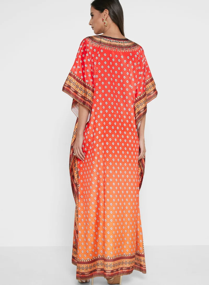 ARABIAN CLOSET Cape Sleeve Kaftan With Pouch