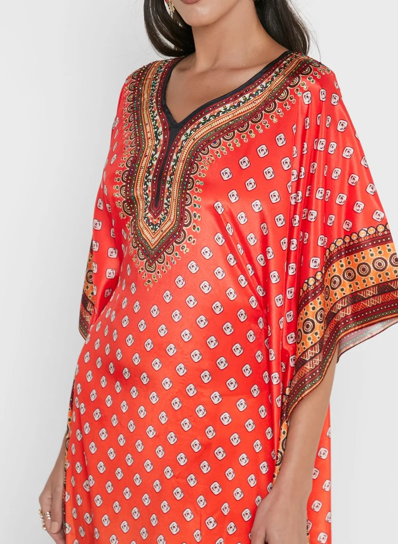 ARABIAN CLOSET Cape Sleeve Kaftan With Pouch