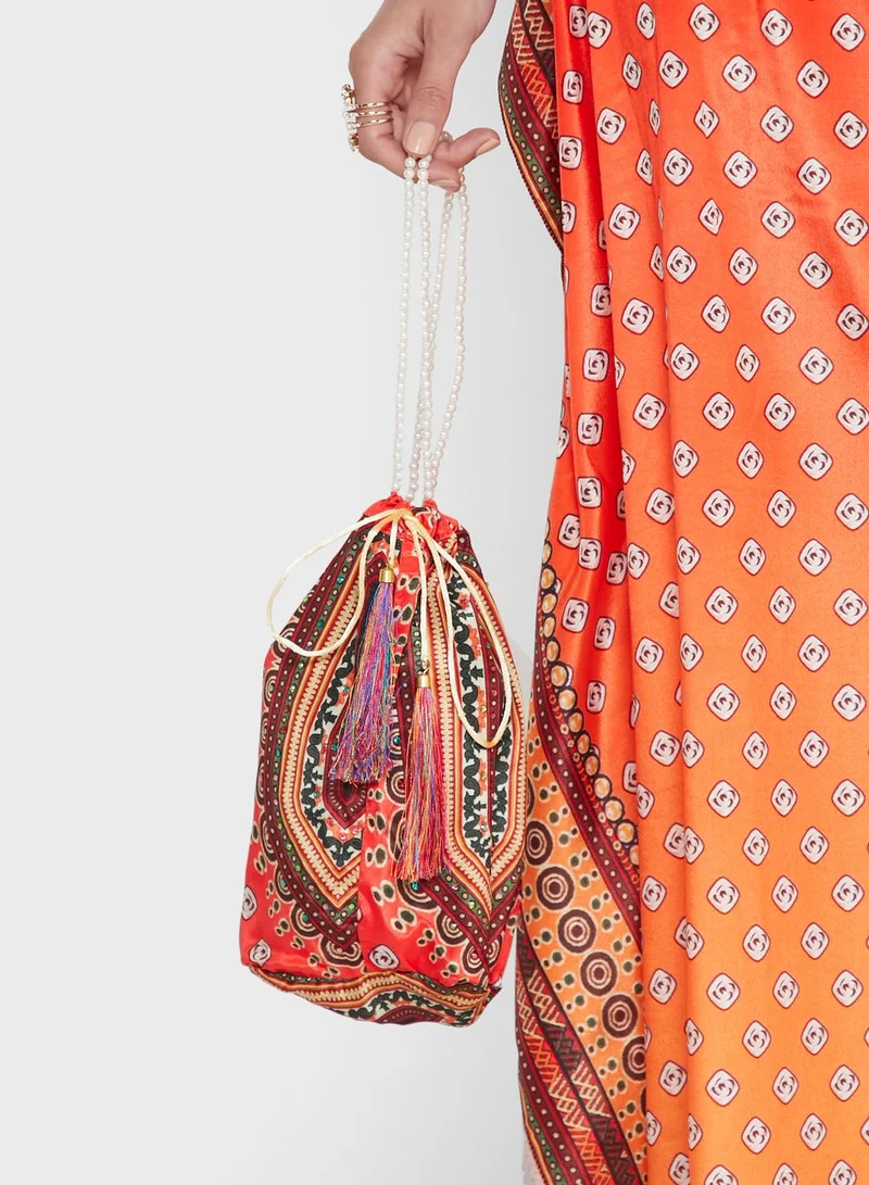 ARABIAN CLOSET Cape Sleeve Kaftan With Pouch