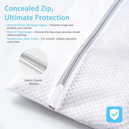 PrettyCare 3 Large (16x19inch) Mesh Laundry Bags for Delicates, Durable Honeycomb Wash Bags with Premium Zippers - Laundry Essentials Mesh Bags for Lingerie, Bras, Socks, Sweater, Travel & Organizing - Image 4