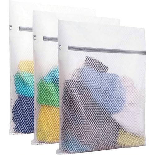 PrettyCare 3 Large (16x19inch) Mesh Laundry Bags for Delicates, Durable Honeycomb Wash Bags with Premium Zippers - Laundry Essentials Mesh Bags for Lingerie, Bras, Socks, Sweater, Travel & Organizing - Image 1