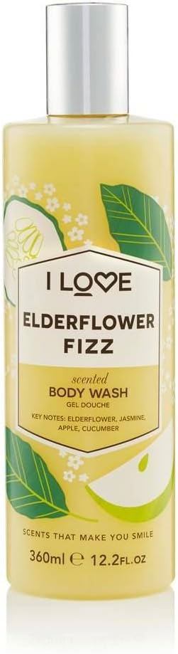 I Love Signature Elderflower Fizz Scented Body Wash Rich Creamy Foam Which Contains Natural Fruit Extracts CrueltyFree VeganFriendly 360ml