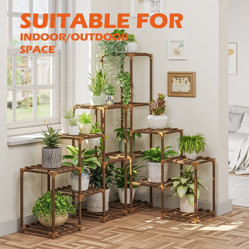 Bamworld Plant Stand Indoor Corner Plant Shelf Outdoor Flower Shelves Wooden Plant Stands Garden Wood Plant Holder Rack for Living Room Corner Lawn Window 03B - Image 5