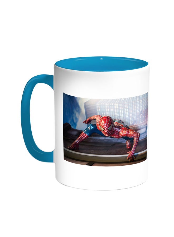 RYN Spider Man Printed Coffee Mug Turquoise/White 11ounce