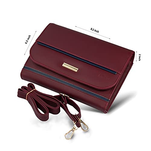 ALSU Women's Maroon trendy Sling Bag | deattachable straps |card slots (irf-014mar) - Image 5