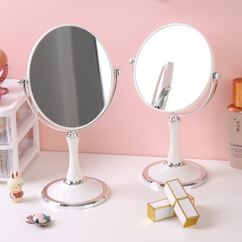 White round desktop large dressing table mirror simple bedroom gift for girlfriend ins style double-sided makeup mirror(8-inch oval) - Image 4