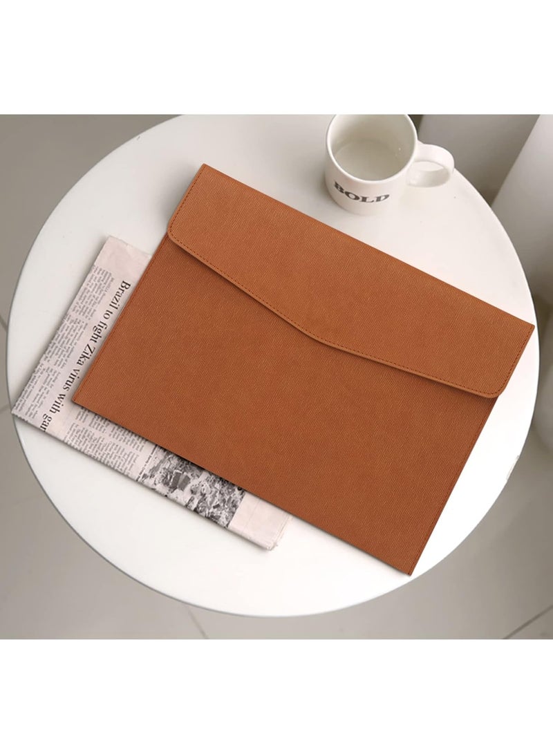 File Folder, PU Leather A4 Document Holder File Organizer Filing Envelope Portfolio Case Tablet Sleeve with Magnetic Snap Closure for Home School Office Stationery Brown - Image 4