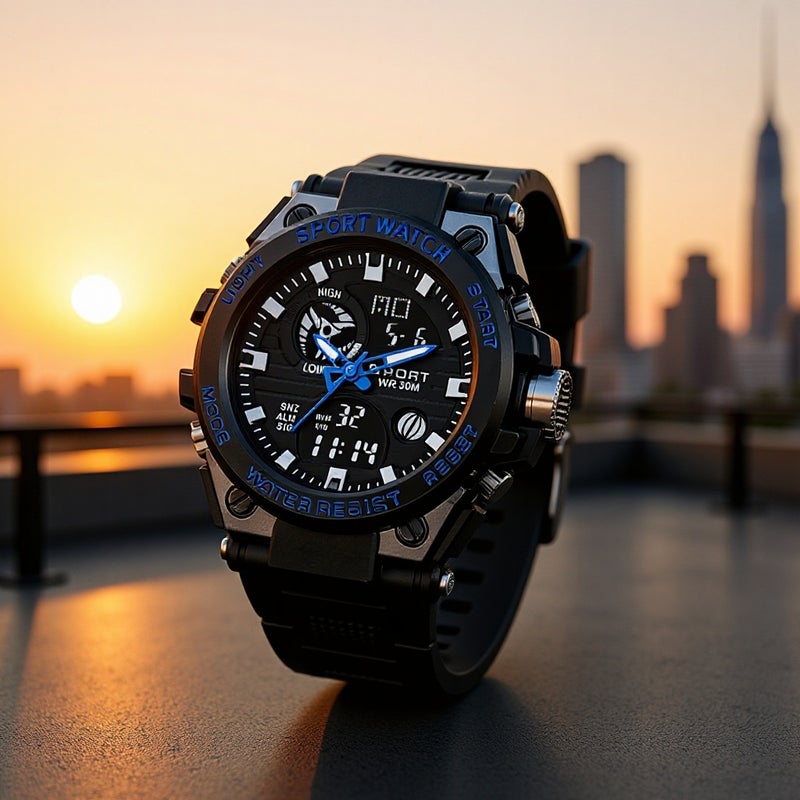 Double Display Electronic Watch Men'S Multifunctional Waterproof Sports Watch Luminous Drop-Resistant Youth Electronic Watch - Image 2