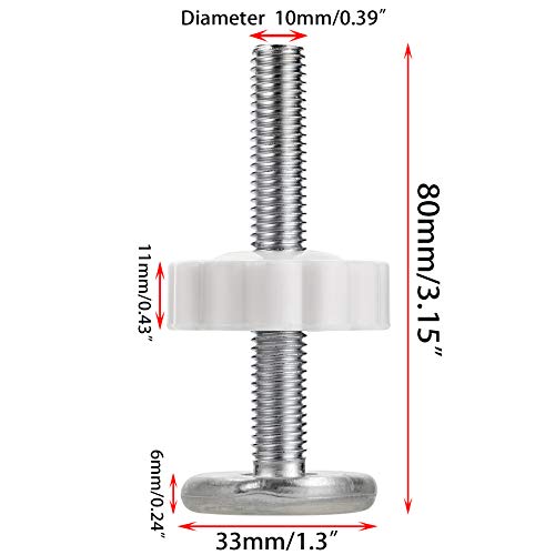 OwnMy M10 (10mm/0.39") Gate Adapters 4PCS Gate Threaded Spindle Rod Accessory Pressure Gate Replacement Parts Screw Mounted Bolts Kit for Stair Railing/Pets Doors, White - Image 2