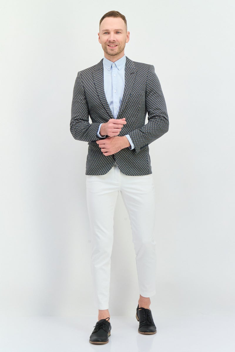 Asos Design Men Regular Fit Diamond Pattern Semi-Formal Blazer, Multicolor - Image 4