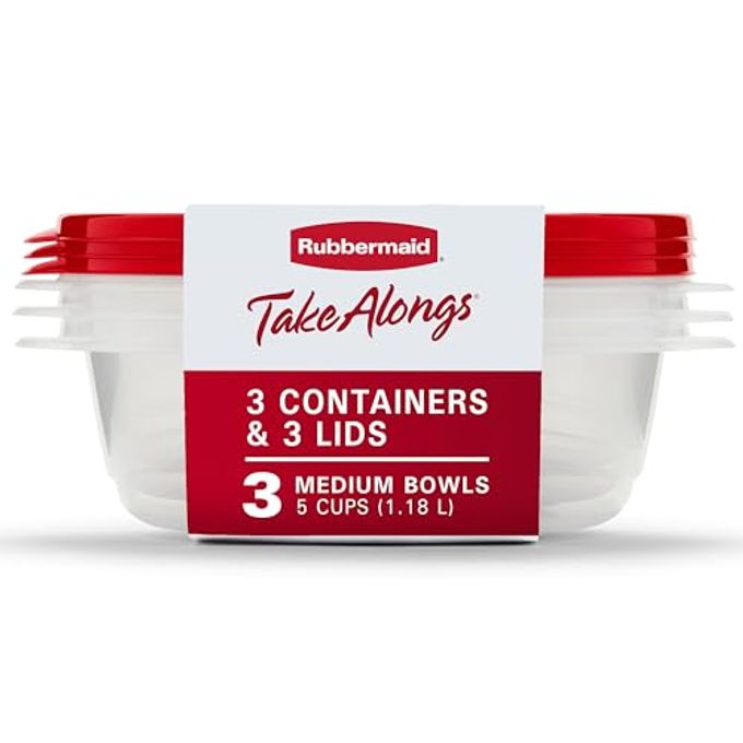 Rubbermaid TakeAlongs Food Storage Container, 5 Cup, 3 Count - Image 1