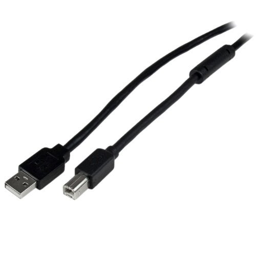 StarTech.com 65ft (20m) Active USB 2.0 A to B Cable, Long USB Printer Cable, 1x USB A (M), 1x USB B (M), Black - Image 1