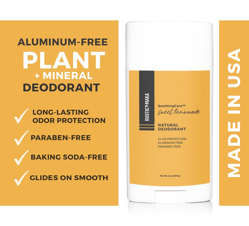 Rustic MAKA Sweet Lemonade Natural Deodorant - Long-Lasting Odor Protection, Aluminum Free & Baking Soda Free, Vegan Deodorant for Normal & Sensitive Skin - Image 2