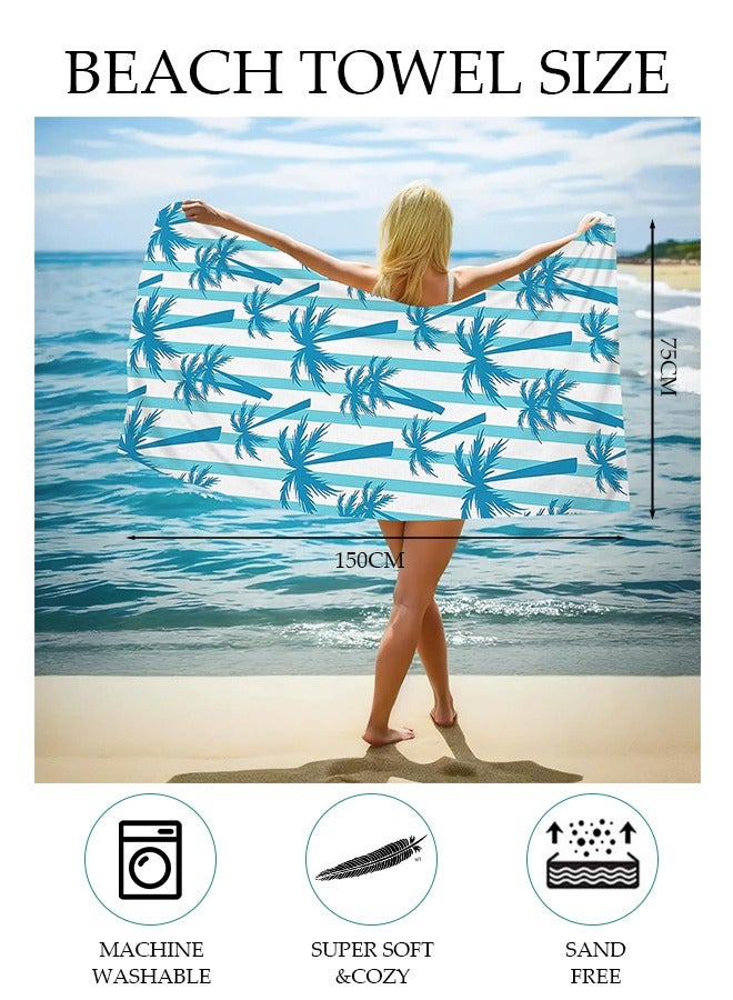 DUNISO منشفة شاطئ كبيرة الحجم، مناشف شاطئ من الألياف الدقيقة مقاس 150*75 سم، منشفة سريعة الجفاف للسباحين، مناشف شاطئ مقاومة للرمال للبالغين والأطفال، مناشف حمام سباحة رائعة، إكسسوارات شاطئ، منشفة ماصة للسفر والسباحة واليوغا - Image 4