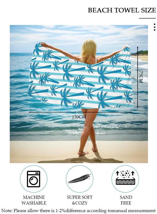 DUNISO Oversized Beach Towel, 150*75cm Microfiber Beach Towels, Quick Dry Towel for Swimmers Sand Proof Beach Towels for Adults Kids, Cool Pool Towels Beach Accessories Absorbent Towel for Travel Swim Yoga - Image 3